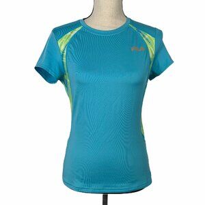 Fila Sport Athletic Top Turquoise w/Lime Green Cap Size S